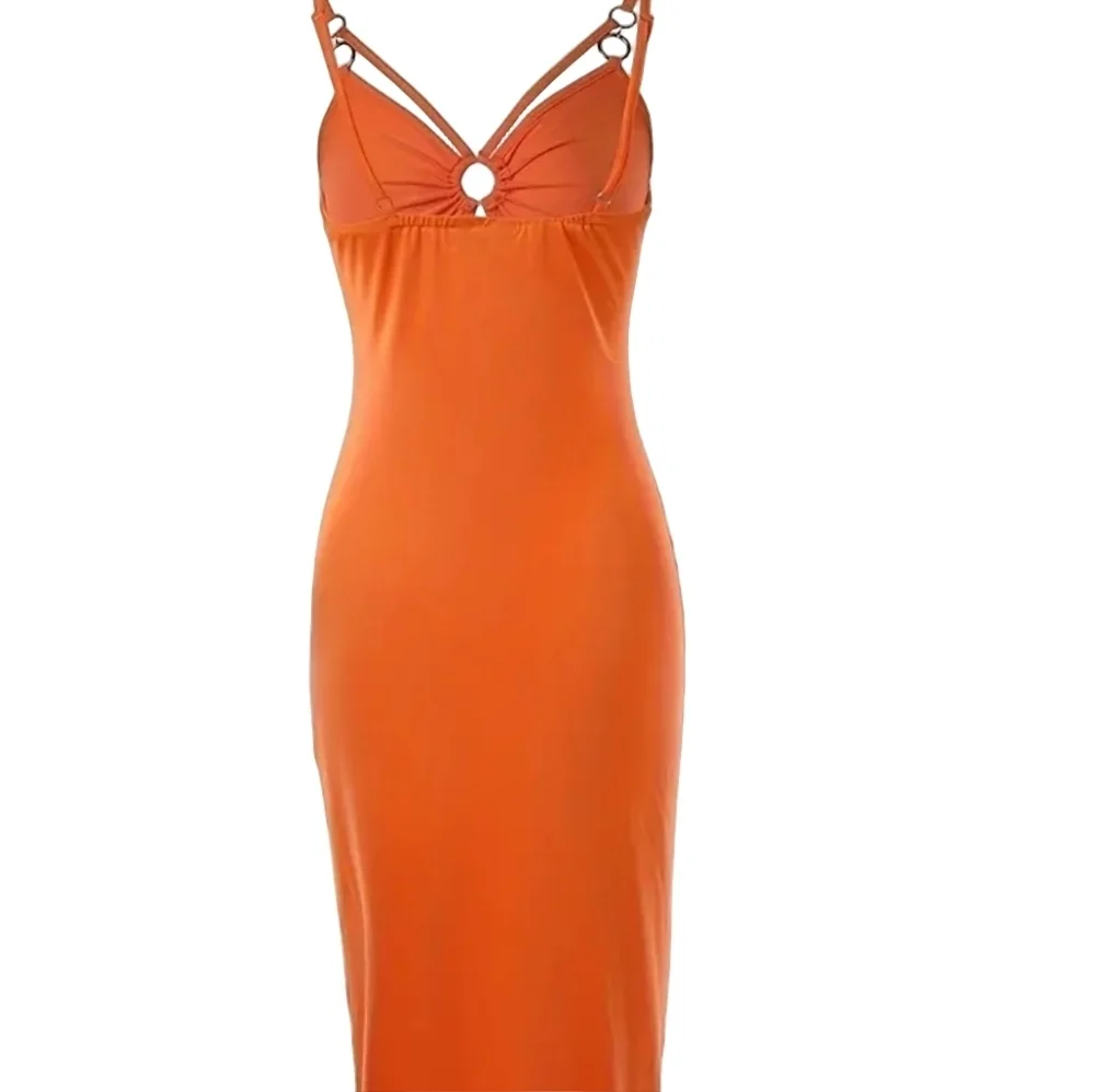 NWOT Split Thigh Ruched Bodycon Cami Dress V Neck dress - Picture 2 of 2